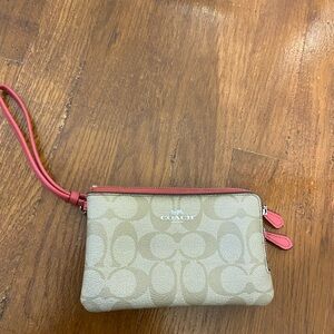 Coach Signature C double zip wristlett